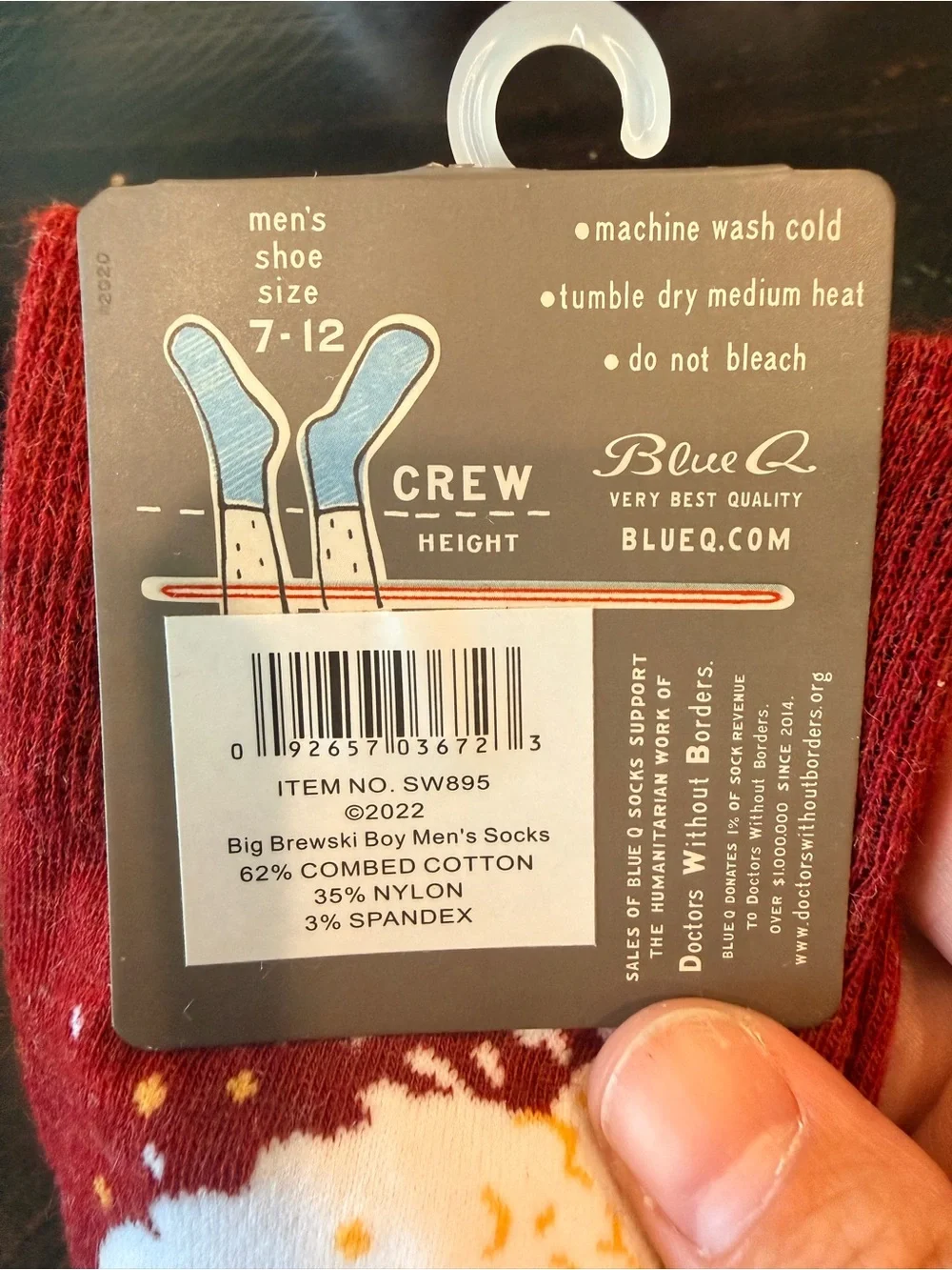 Big Brewski Boy Men's Soft Crew Socks Shoe Size 7-12 Blue Q Brand Beer Yellow